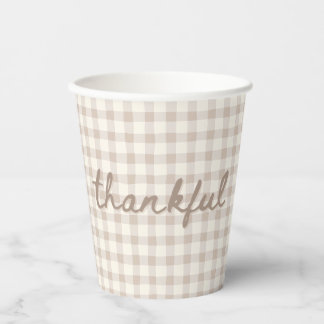 Neutraler Tan Gingham Pappbecher