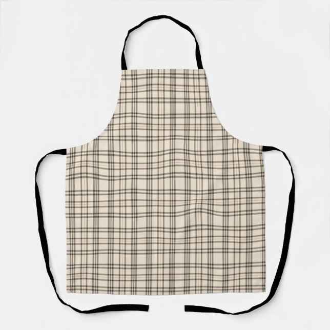 Neutraler Tan und Beige feiner Tartan Schürze (Vorderseite)