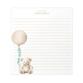 Neutraler Teddy Bärenballon Personalisiert Notepad Notizblock