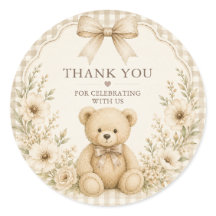 Neutraler Teddybär-Baby-Shower-Rundsticker