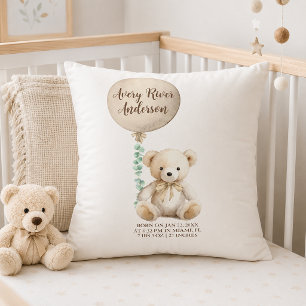 Neutraler Teddybär Geburtsstats Babypilz Kissen