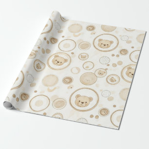 Neutraler Teddybär-Kreismuster Beige Baby (1) Geschenkpapier