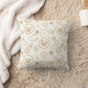 Neutraler Teddybär-Kreismuster Beige Baby (1) Kissen