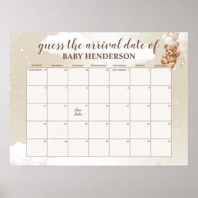 Neutraler Teddybär schätzt die Terminkalender Pos Poster (Vorne)