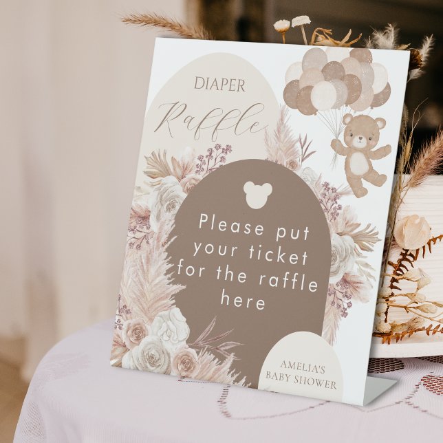 Neutraler Teddybär Windel-Raffle-Ticket Box Schild (Von Creator hochgeladen)