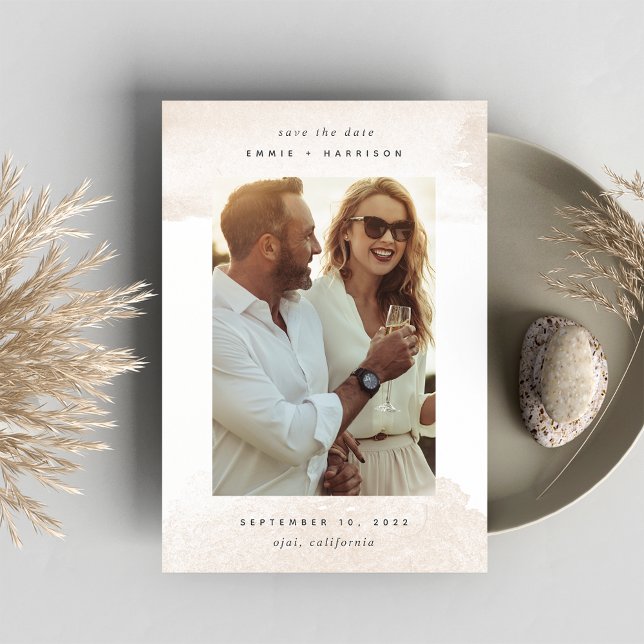 neutraler Wash | Vertikales Foto Save The Date (Von Creator hochgeladen)