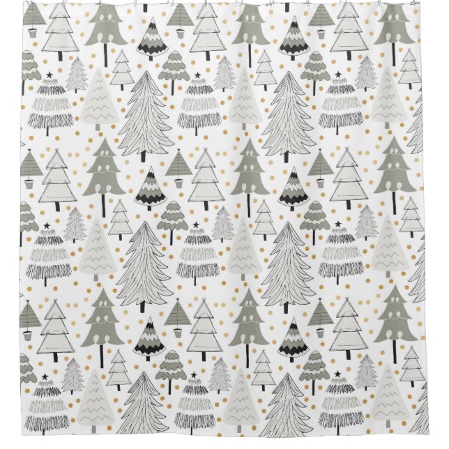 Neutraler Weihnachtsdekor, Winter-Wohngestaltung Duschvorhang (Vorderseite)