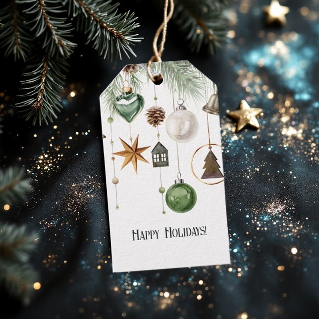 Neutraler Weihnachtskalender Geschenkanhänger (Neutral Watercolor Christmas Ornament Holiday Gift Tags)