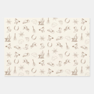 Neutraler Western Rodeo Brown & Blue Set Geschenkpapier Set