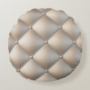 Neutrales 3D-Diamant-Wurfkissen: AccessorizedPearl Rundes Kissen