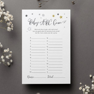 Neutrales ABC Baby Shower Game Gray Gold Star