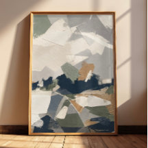 Neutrales Abstract in Grau Creme & Ocker (unrahmie
