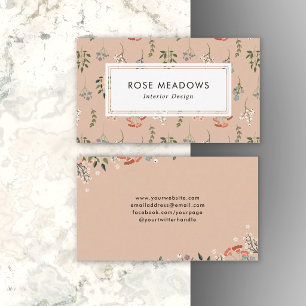 Neutrales abstraktes Boho-Wildblumenmuster Visitenkarte