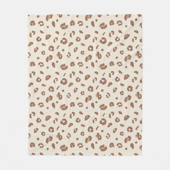 Neutrales abstraktes Leoparden-Druckmuster | Moder Fleecedecke (Vorderseite)