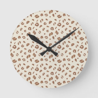 Neutrales abstraktes Leoparden-Druckmuster | Moder Runde Wanduhr