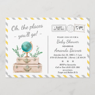 Neutrales Adventure World Travel Baby Shower Einladung