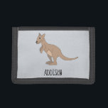 Neutrales Australien Niedlich Kangaroo und Name Ki Trifold Geldbörse<br><div class="desc">Dieses niedliche,  scharfe Kinderblatt verfügt über ein niedliches,  handgezeichnetes Doodle Kangaroo und hat Platz für Sie,  den Namen Ihres Kindes hinzuzufügen. Ideal für alle Liebhaber der australischen Tierwelt!</div>