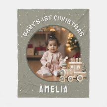Neutrales Baby 1. Weihnachtszug Erinnerungsfoto
