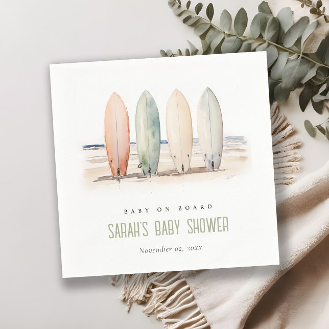 Neutrales Baby an Bord Surfbrett Babydusche Serviette (Von Creator hochgeladen)