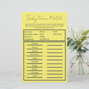 Neutrales Baby Duwer Baby Name Match Game