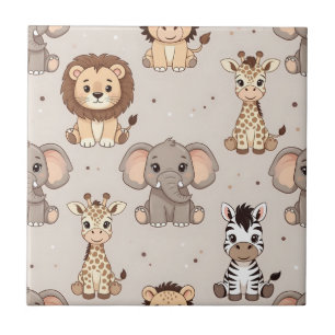 Neutrales Baby-Safari-Muster Fliese