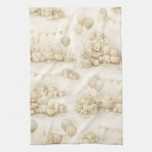 Neutrales Baby Shower Teddy Bear Party Muster Geschirrtuch