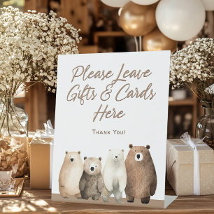 Neutrales Baby Wait Teddy Bear Baby Shower Geschen Sockelschild