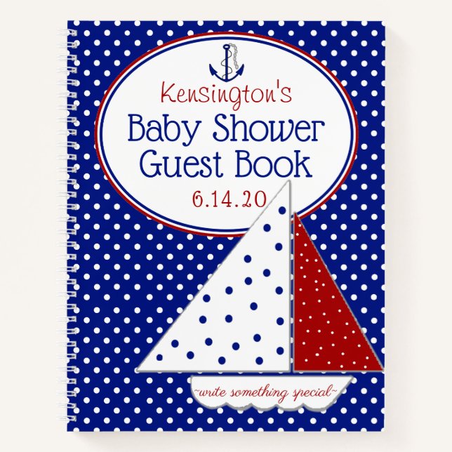 Neutrales Babyduschenbuch für Nautical Sailboat | Notizbuch (Vorderseite)