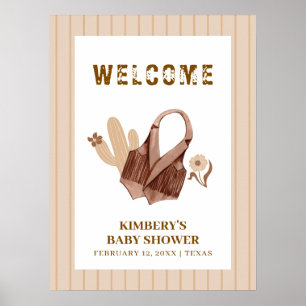 Neutrales Beige Boho Cowgirl Baby Shower Willkomme Poster