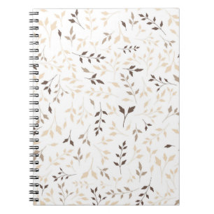 Neutrales Beige Braun Botanisches Blattmuster Notizblock