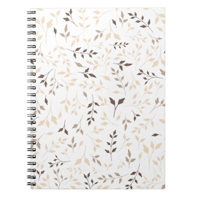 Neutrales Beige Braun Botanisches Blattmuster Notizblock (Vorderseite)