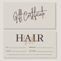 Neutrales Beige-Friseursalon-Logo-Geschenkgutschei