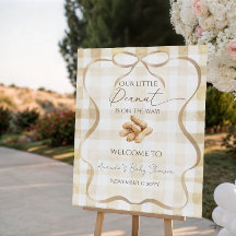 Neutrales Beige Gingham Erdnuss-Baby Shower Willko