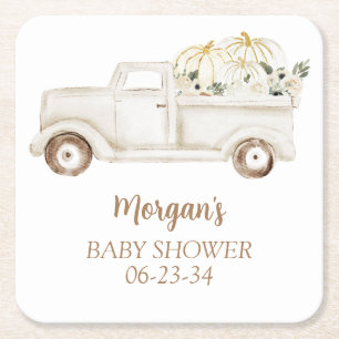 Neutrales Beige Kleiner Kürbis Süße Babyparty Rechteckiger Pappuntersetzer
