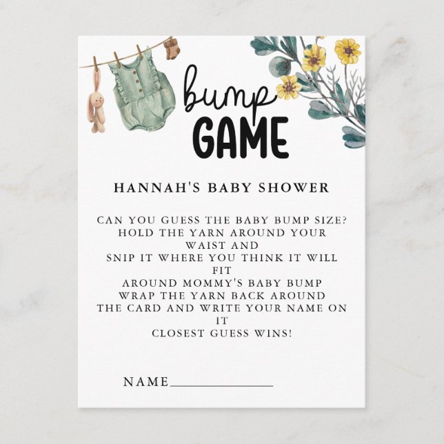 Neutrales Boho Baby Shower Game Begleitkarte (Vorderseite)