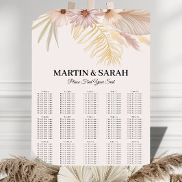 Neutrales Boho-Botanisches Hochzeitssitzplan Acrylschild