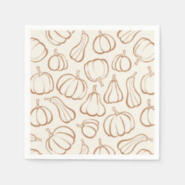 Neutrales Boho-Kürbismuster Herbst-Halloween-Party Serviette