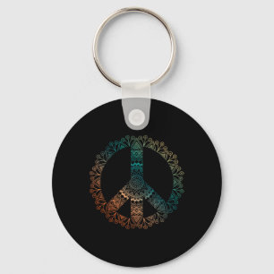 Neutrales Boho-Yoga-Ornament-Mandala-Friedenszeich Schlüsselanhänger