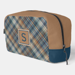 Neutrales Braun Beige Türkis Blau Karo Tartan Must Waschbeutel