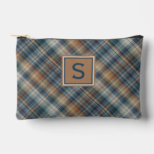 Neutrales Braun Beige Türkis Blau Karo Tartan Must Zubehörtasche