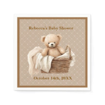 Neutrales braunes Teddybär-Baby-Shower-Papiernapki