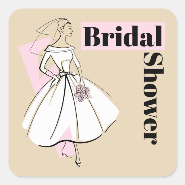 Neutrales Brautparty-Quadrat der Mode-Bride Quadratischer Aufkleber (Vorderseite)