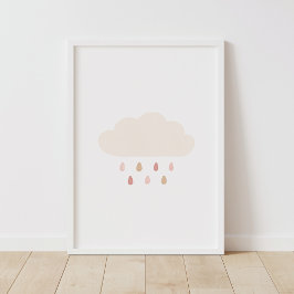 Neutrales Cloud Pink Girl Kinderzimmer Dekor Poster