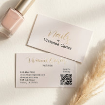Neutrales Creme-Tan-Script Nagelsalon Gold