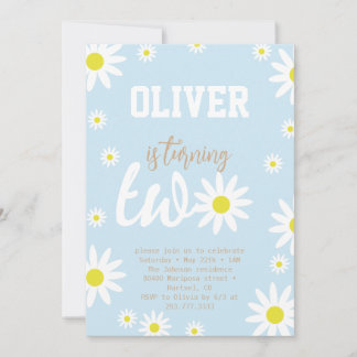 Neutrales Daisy 2. Geburtstag Party Boho White Einladung