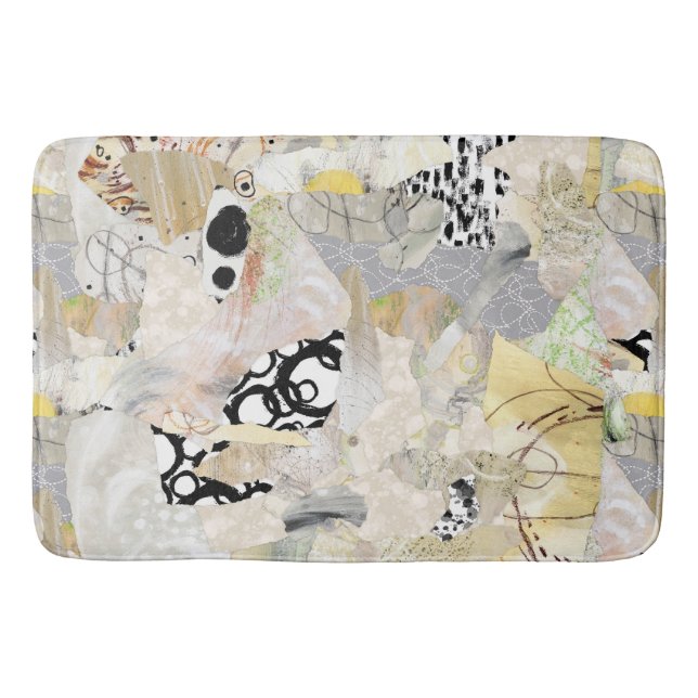 Neutrales Elegantes Abstractes Collage-Design Badematte (Vorderseite)