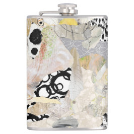 Neutrales Elegantes Abstractes Collage-Design Flachmann