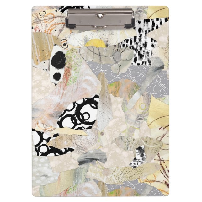 Neutrales elegantes abstraktes Collagendesign Klemmbrett (Vorderseite)