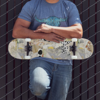 Neutrales elegantes abstraktes Collagendesign Skateboard