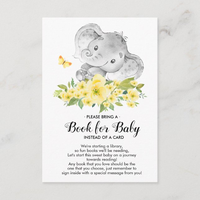 Neutrales Elephant Baby Duschbuch für Babykarte Begleitkarte (Vorderseite)